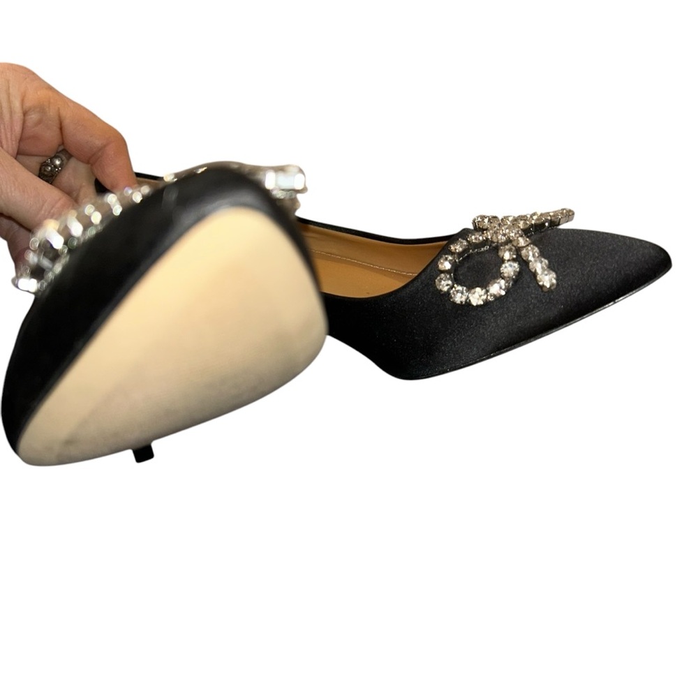 J. Crew Black Satin Embellished Women's fancy pumps Shoes 6 - Picture 4 of 8